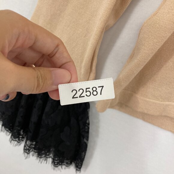 NWT New York & Company size XL Cream Black Lace Ruffle Detail Stretch Knit Top - Picture 10 of 10